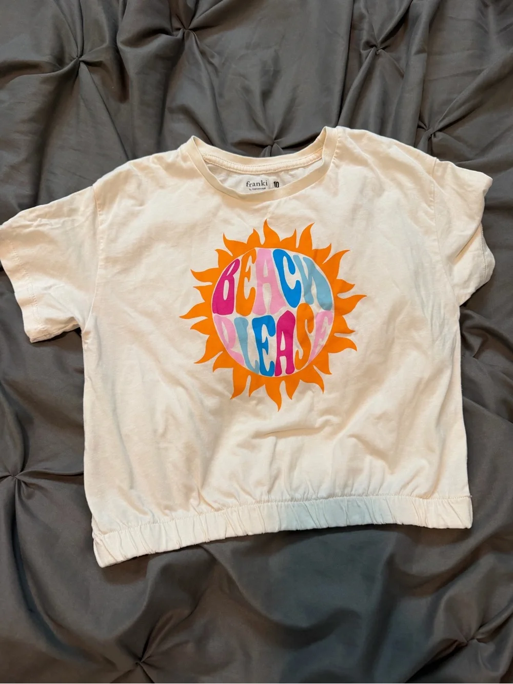 Franki Girls' White 'Beach Please' Graphic Short Sleeve Tee